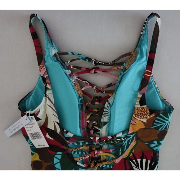 Bleu by Rod Beattie Sz 10 Multi Lace-Up Over-the-Shoulder 1-Piece Swimsuit $129 - Picture 14 of 16